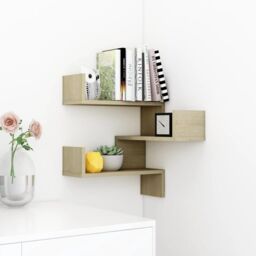Berkfield Home Wall Corner Shelf Sonoma Oak 40x40x50 cm Engineered Wood in Brown - Size: 40 x 40 x 50 cm - thumbnail 3