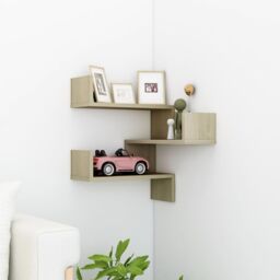 Berkfield Home Wall Corner Shelf Sonoma Oak 40x40x50 cm Engineered Wood in Brown - Size: 40 x 40 x 50 cm - thumbnail 1