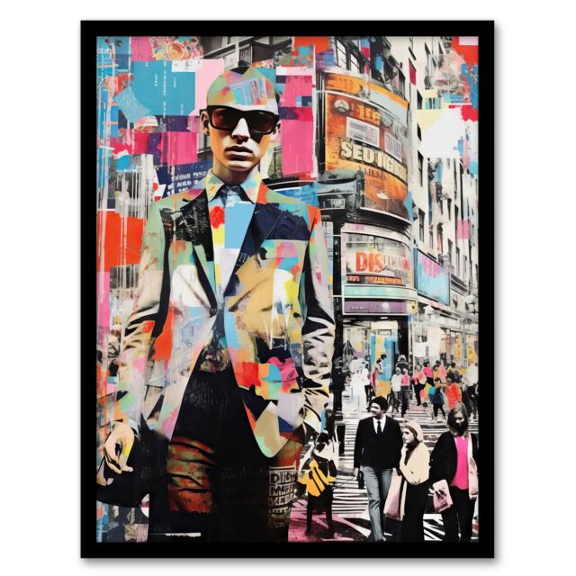 Artery8 Wall Art Print New York Fashion Advert Collage Artwork Busy Metropolitan City Street Business Man Vibrant Colourful Bold Pop Art Modern - image 1