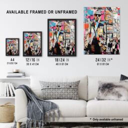 Artery8 Wall Art Print New York Fashion Advert Collage Artwork Busy Metropolitan City Street Business Man Vibrant Colourful Bold Pop Art Modern - thumbnail 3