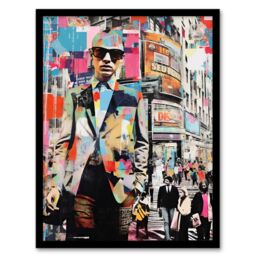 Artery8 Wall Art Print New York Fashion Advert Collage Artwork Busy Metropolitan City Street Business Man Vibrant Colourful Bold Pop Art Modern - thumbnail 1