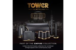 Tower Empire Dinnerware Set, 16 Piece, Stoneware, Black & Brass T867002BLK - thumbnail 5