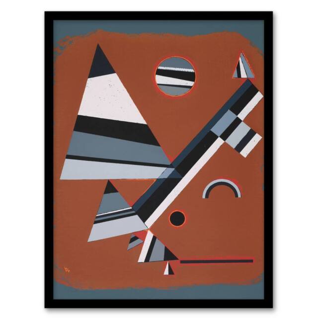 "Artery8 Gris Grey Abstract Painting Kandinsky Framed Wall Art Print - Size: W12"" x H16""" - image 1