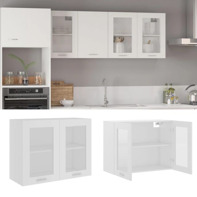 Berkfield Home Hanging Glass Cabinet White 80x31x60 cm Engineered Wood - Size: 80 x 31 x 60 cm - image 1