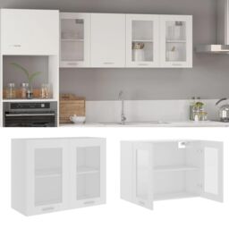 Berkfield Home Hanging Glass Cabinet White 80x31x60 cm Engineered Wood - Size: 80 x 31 x 60 cm - thumbnail 1