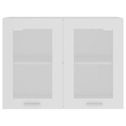 Berkfield Home Hanging Glass Cabinet White 80x31x60 cm Engineered Wood - Size: 80 x 31 x 60 cm - thumbnail 6