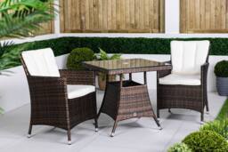 Thats Furniture Savannah Square Rattan Garden Bistro Table & Chairs Set 2 Seater in Brown - thumbnail 3