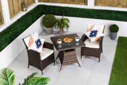 Thats Furniture Savannah Square Rattan Garden Bistro Table & Chairs Set 2 Seater in Brown - thumbnail 2