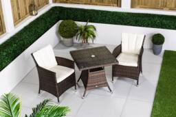 Thats Furniture Savannah Square Rattan Garden Bistro Table & Chairs Set 2 Seater in Brown - thumbnail 4
