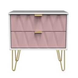 Ready Assembled 2 U Dallas 2 Drawer Side Table (Ready Assembled) in Dusty Pink