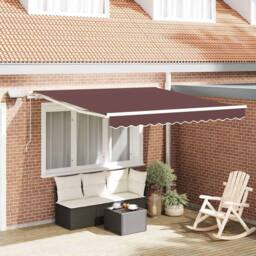 Berkfield Home Manual Retractable Awning with LED Brown 300x250 cm - thumbnail 2