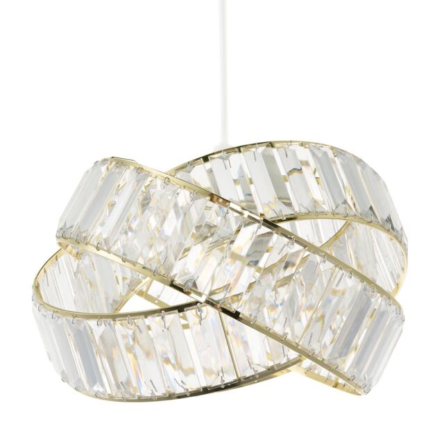 Happy Homewares Modern Three Ring Pendant Shade with Transparent Acrylic Prisms in Gold - image 1