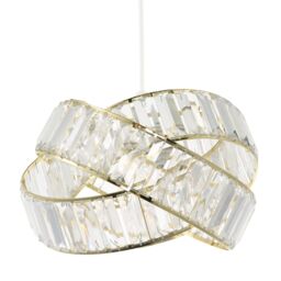 Happy Homewares Modern Three Ring Pendant Shade with Transparent Acrylic Prisms in Gold