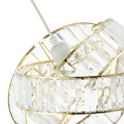 Happy Homewares Modern Three Ring Pendant Shade with Transparent Acrylic Prisms in Gold - thumbnail 5