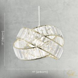 Happy Homewares Modern Three Ring Pendant Shade with Transparent Acrylic Prisms in Gold - thumbnail 7