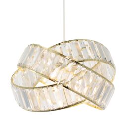 Happy Homewares Modern Three Ring Pendant Shade with Transparent Acrylic Prisms in Gold - thumbnail 2