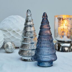 Ivyline Juniper Blue Glass Tree - H41cm W18cm - 2 other Colours & 2 Sizes Available - Hand finished - 2024 star performer in Pale Blue - thumbnail 1