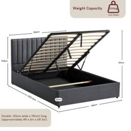 Home Discount Vida Designs Vellaro Ottoman Storage Bed Frame Linen Fabric in Dark Grey - Size: King - thumbnail 3