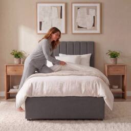 Home Discount Vida Designs Vellaro Ottoman Storage Bed Frame Linen Fabric in Dark Grey - Size: King - thumbnail 9