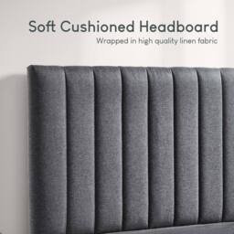 Home Discount Vida Designs Vellaro Ottoman Storage Bed Frame Linen Fabric in Dark Grey - Size: King - thumbnail 5
