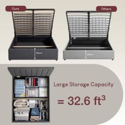 Home Discount Vida Designs Vellaro Ottoman Storage Bed Frame Linen Fabric in Dark Grey - Size: King - thumbnail 7