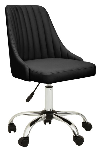 Orsina Ergonomic Off-White Leather Effect Home Office Chair, Comfortable Work From Home Chair, Movable Work Chair in Black - image 1