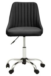 Orsina Ergonomic Off-White Leather Effect Home Office Chair, Comfortable Work From Home Chair, Movable Work Chair in Black - thumbnail 2