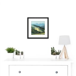 Artery8 Redmond Valley Splendor Landscape Painting 8X8 Inch Square Wooden Framed Wall Art Print Picture with Mount in Black - thumbnail 2