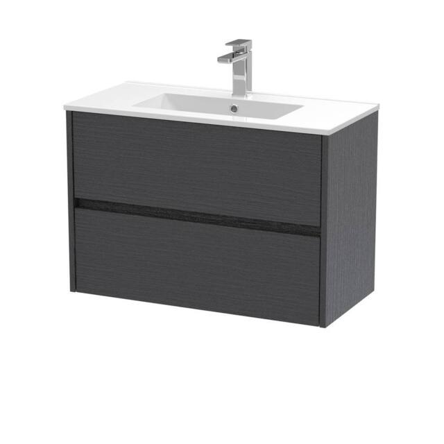 Balterley Chartley 2 Drawer Wall Hung Vanity Basin Unit, Graphite Grey, 800mm in Grey - image 1
