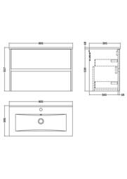 Balterley Chartley 2 Drawer Wall Hung Vanity Basin Unit, Graphite Grey, 800mm in Grey - thumbnail 5