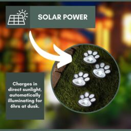 Marco Paul 4 Pack of White Solar Powered Paw Print Stake Lights 9cm in Black - thumbnail 6