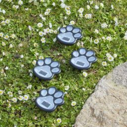 Marco Paul 4 Pack of White Solar Powered Paw Print Stake Lights 9cm in Black - thumbnail 2
