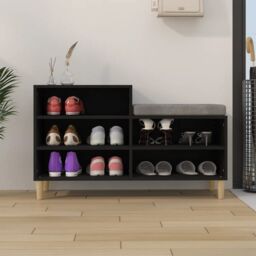 Berkfield Home Shoe Cabinet Black 102x36x60 cm Engineered Wood - Size: 102 x 36 x 60 cm - thumbnail 3