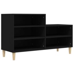 Berkfield Home Shoe Cabinet Black 102x36x60 cm Engineered Wood - Size: 102 x 36 x 60 cm - thumbnail 2