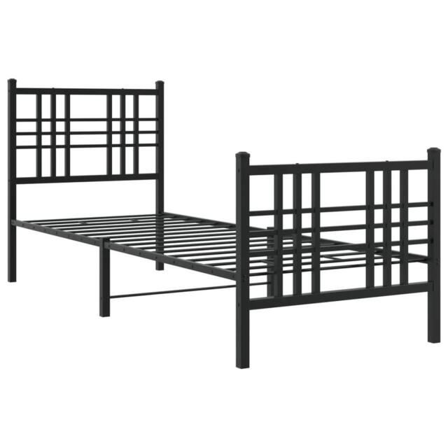 Berkfield Home Metal Bed Frame without Mattress with Footboard Black 80x200cm - Size: 80x200 cm - image 1