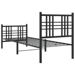 Berkfield Home Metal Bed Frame without Mattress with Footboard Black 80x200cm - Size: 80x200 cm - thumbnail 6