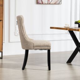Artemis Home Rivara Fabric Dining Chairs - Set of 2 in Light Brown - Size: 2 Pack - thumbnail 3