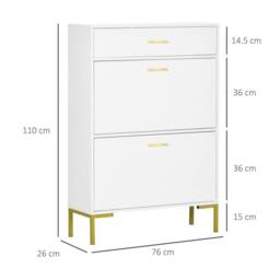 Wyld Haus Suto Slim White Shoe Cabinet with 3 Drawers for 12 Pairs - thumbnail 4