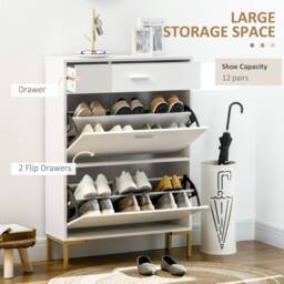 Wyld Haus Suto Slim White Shoe Cabinet with 3 Drawers for 12 Pairs - thumbnail 5