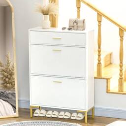 Wyld Haus Suto Slim White Shoe Cabinet with 3 Drawers for 12 Pairs - thumbnail 3