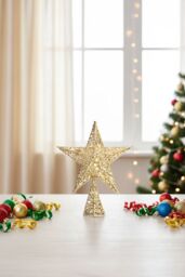 Living and Home Wrought Iron Christmas Tree Topper Star Ornament Home Decor in Gold - thumbnail 3