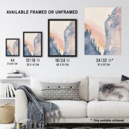 "Artery8 El Capitan Yosemite Rock Climber Soft Watercolour Wall Art Print - Size: W24"" x H32""" - thumbnail 3