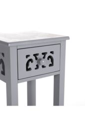 French Style 73cm High 2-Tier Slim Side Table with Drawer & Bookshelf in Grey - thumbnail 7