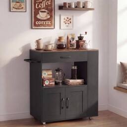 SPETLEK Kitchen Island on Wheels with Large Drawer Rolling in Black - Size: 0.6m2 - thumbnail 4