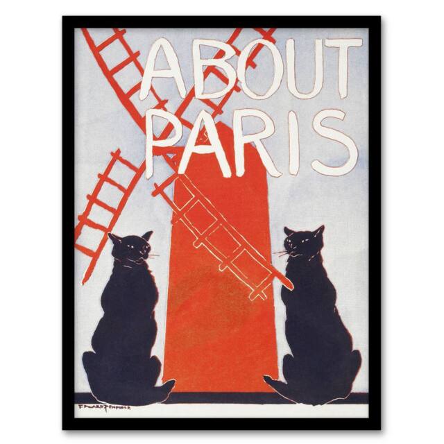 "Artery8 About Paris Travel Book Cover Vintage Framed Wall Art Print Penfield in Red - Size: W12"" x H16""" - image 1