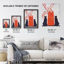 "Artery8 About Paris Travel Book Cover Vintage Framed Wall Art Print Penfield in Red - Size: W12"" x H16""" - thumbnail 3