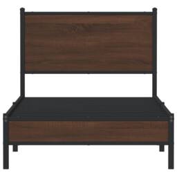 Berkfield Home Metal Bed Frame without Mattress Brown Oak 90x190 cm Single - thumbnail 5