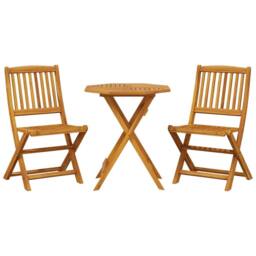 Berkfield Home 3 Piece Folding Bistro Set Solid Wood Acacia in Brown - thumbnail 1