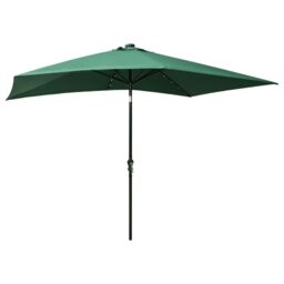 Berkfield Home Parasol with LEDs & Steel Pole Green 2x3 m - thumbnail 4