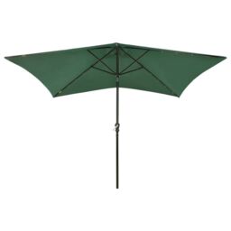 Berkfield Home Parasol with LEDs & Steel Pole Green 2x3 m - thumbnail 2